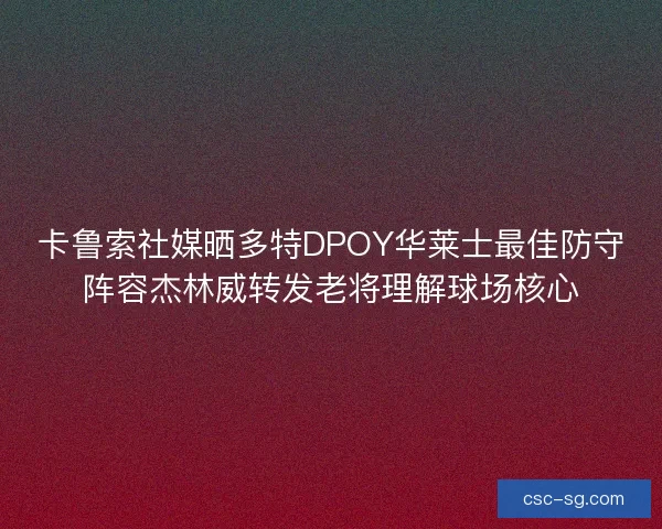 卡鲁索社媒晒多特DPOY华莱士最佳防守阵容杰林威转发老将理解球场核心