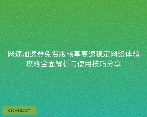 网速加速器免费版畅享高速稳定网络体验攻略全面解析与使用技巧分享